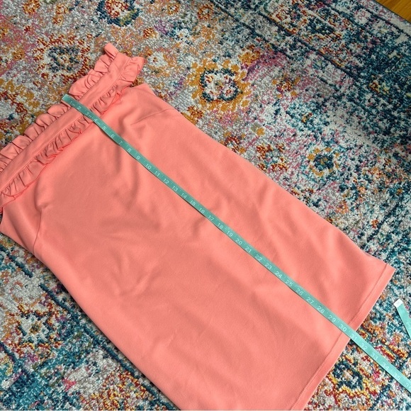 Marina Off-The-Shoulder Ruffle Coral Pencil Dress - Picture 13 of 13